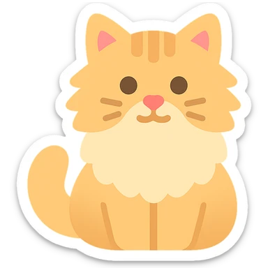cute fluffy cat color icon sticker