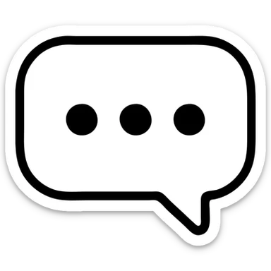 Make the speech bubble white with three black dots inside, keep the outline and style the same, no background. sticker