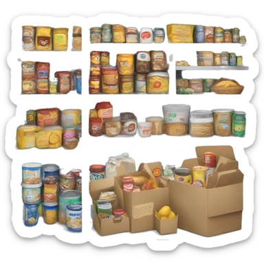 food pantry with processed food  sticker