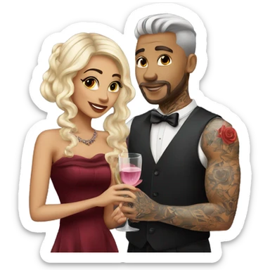 Romantic fancy date for beautiful tattooed couple sticker
