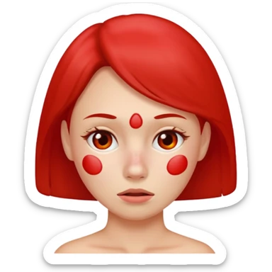 woman with red acne face sticker