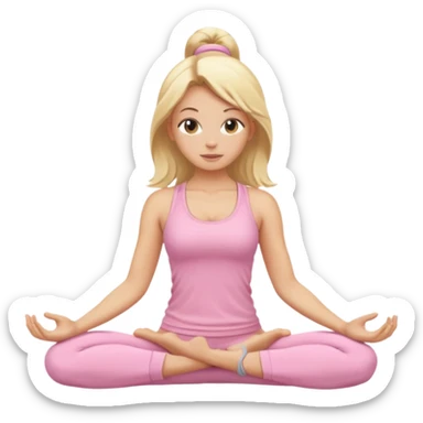 blonde yoga girl light pink clothes n sticker