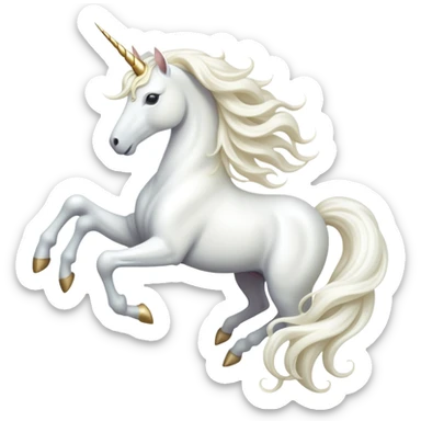 cinematic-beautiful-white-unicorn-emoji,-poised-and-regal,-with-a-slender,-ethereal-form-draped-in-a-pristine-white-color,-a-flowing-mane-and-tail,-and-a-glistening,-spiraled-horn-that-radiates-pure-light,-simplified-yet-sharp-and-majestic sticker