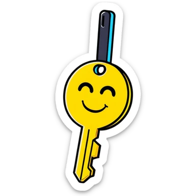 cute cartoon key with a smiling face sticker
