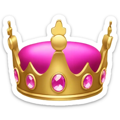 Simple gold queen crown with pink jewels sticker