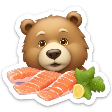 Orso con capelli viola e salmone in bocca sticker