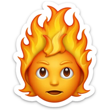 Make it look like a normal emoji just with burning head🙂🔥 cobine the two put the fire on topp of the head nothing more nothing less sticker