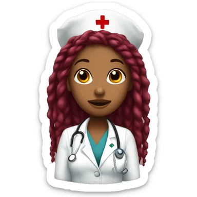 Brown skin girl  nurse with  burgundy dreadlocks blowing kisses sticker