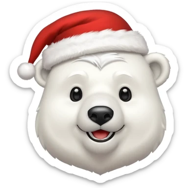 full polar bear with christmas hat on sticker
