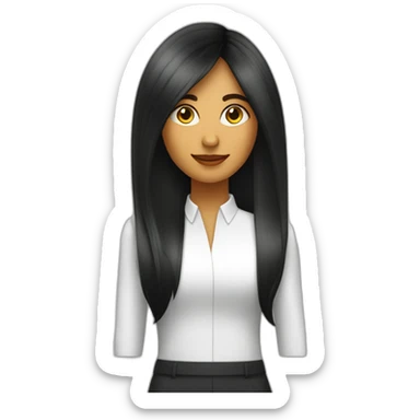 Thayri mujer conferencista morena pelo largo liso negro flequillo sticker