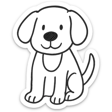brown and white cartoon dog hand drawn outlined icon sticker