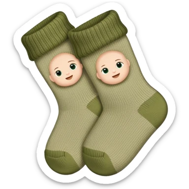 newborn baby socks khaki green  sticker