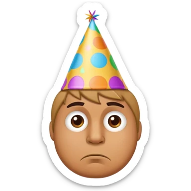 Man frowning, wearing Party hat ￼ sticker