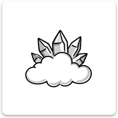fluffy cloud with crystal formations growing from it sticker