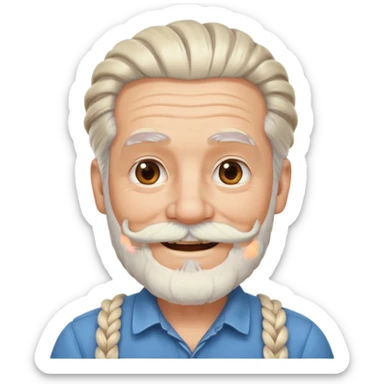 very old, white bearded and white mustached, braided, earringed sticker