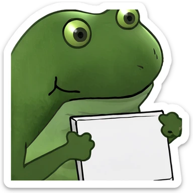 Bufo frog holding a sign sticker