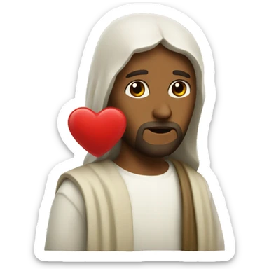 jesus with a red heart sticker