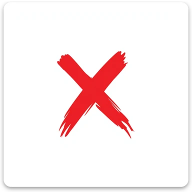 cross mark as a 'no' marker for text, large torn brush strokes, eastern calligraphy style, red color, no background, 512x512px sticker