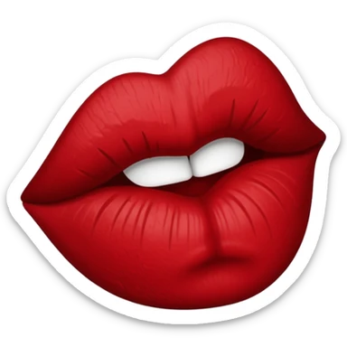 dark red kiss print sticker