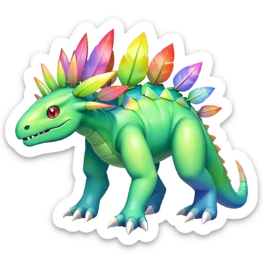 Shiny Colorful Iridescent Meganium-Amaura-fakemon (full body) sticker
