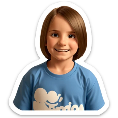 smiling boy in blue shirt sticker