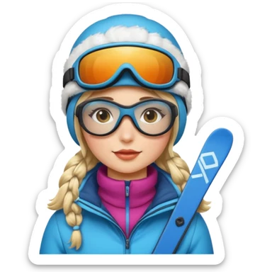 Winter clothes girl with skiing glasses potraiot  sticker