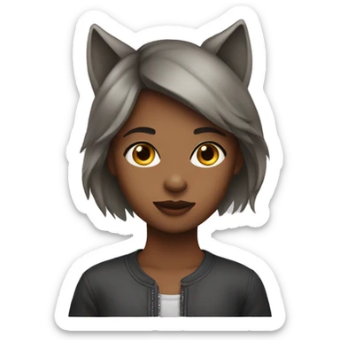 Girl with wolf cut  sticker