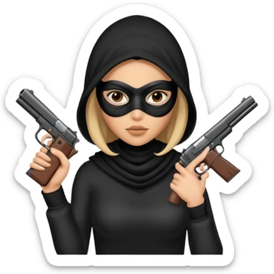 mask wearing woman robber sticker