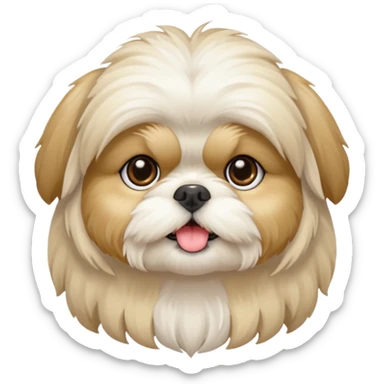 generame la imagen de un perrito raza chitzu de color cremita, totalmente cremita sin esos colores marron oscuro en su cara sticker