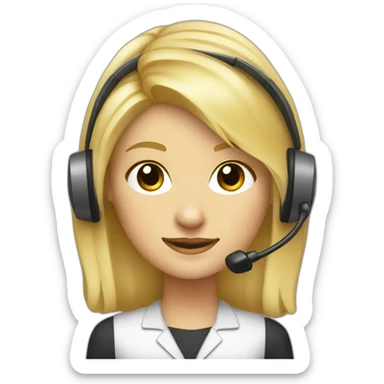 secretaire blonde avec un casque téléphone coupe de cheveux au carré sticker