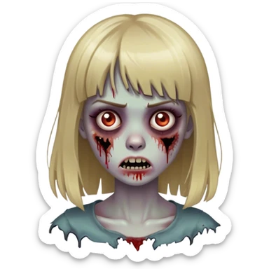 zombie girl with dirty blonde hair and bangs sticker
