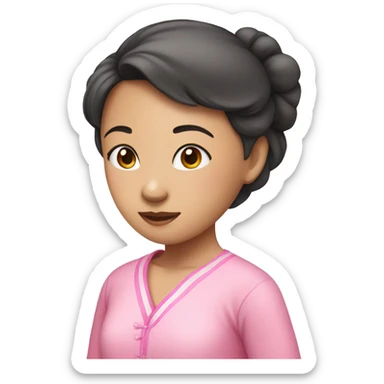 Asian girl wearing pink pajamas  sticker