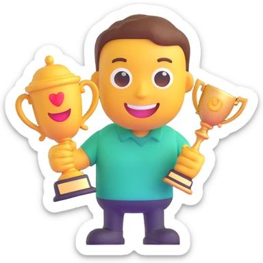 an emoji of emoji holding a trophy sticker