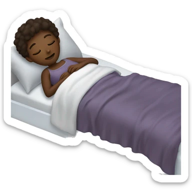 Dark brown skin with dark brown hair and brown eyes sleeping on a bed sticker