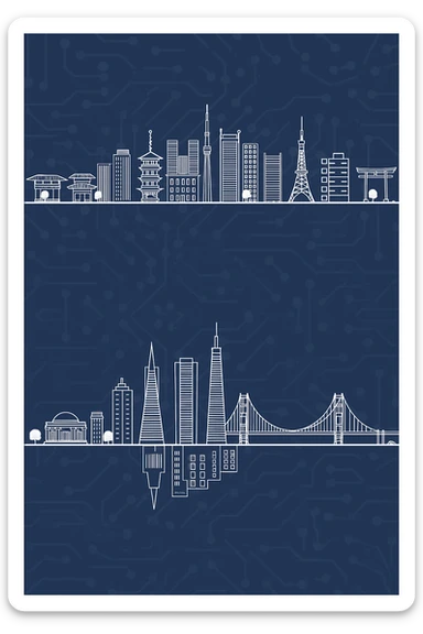 Can you create a mirror image, below this image, but make the image below of the San Francisco Skyline sticker