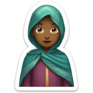 A child is one and a half years old wearing a shawl. sticker