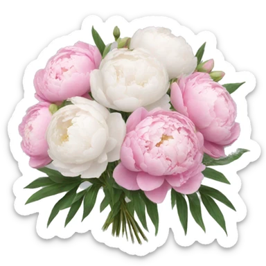Pink and white peonies bouquet  sticker