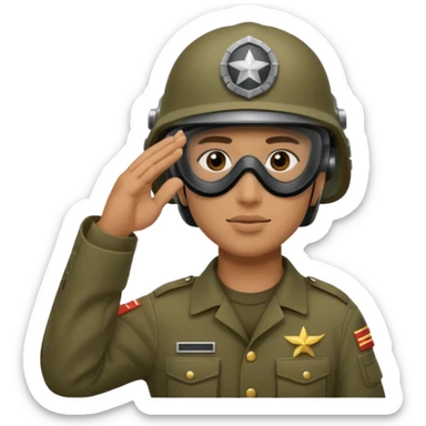 Soldier saluting with helmet + mask sticker