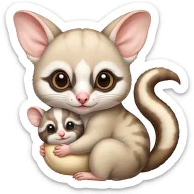 Fat and cute Japanese sugar glider  white. A mom anda a baby one sticker