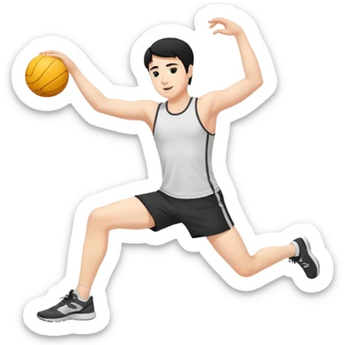 Hombre blanco pelinegro haciendo estiramientos de piernas sticker