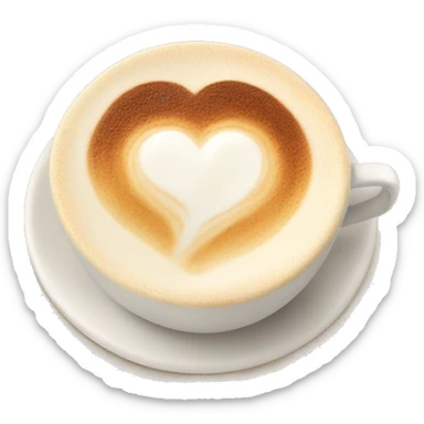 Cup of cappuccino with a heart on cream sticker