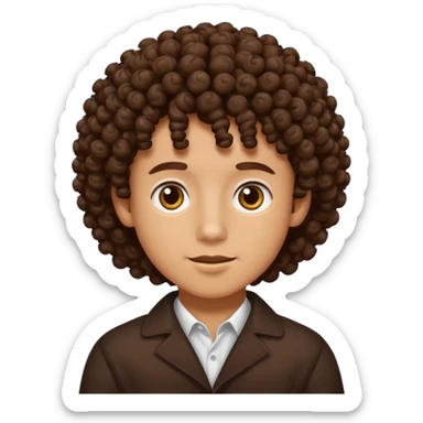 Tan skin color boy with dark brown curly perm sticker