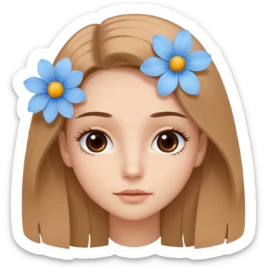 Cheveux un peu plus clair des cils moyen et des sourcils clair des cheveux plus long et une fleur bleu clair sticker