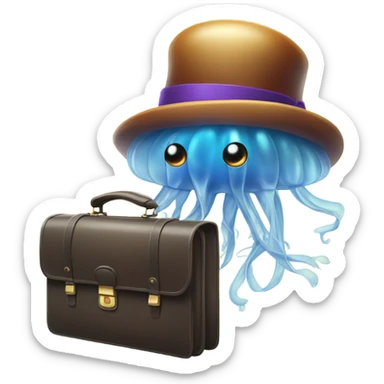 jellyfish wearing top hat and tie with briefcase  sticker