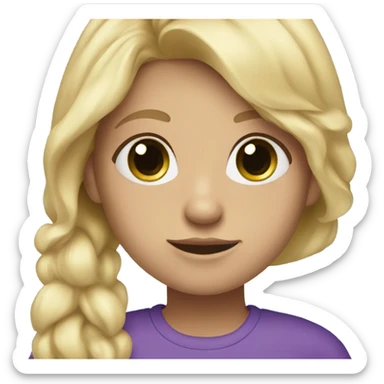 Girl with blonde hair and a purple shirt and blue green eyes sticker