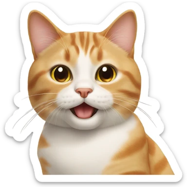 Realistic cat saying hello while making biscuits  sticker