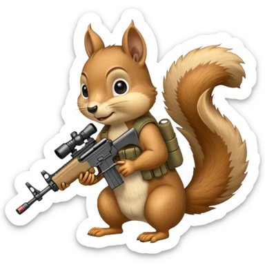 Squirrel holding m4 rifle sticker