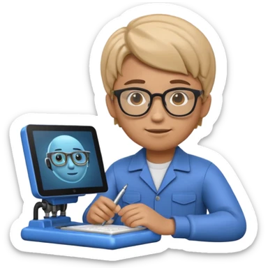 A 3D emoji with a Memoji style that the depicts a person who is learning to become a mechatronic as his highchool extended profile. He is a young boy in a highschool age. sticker