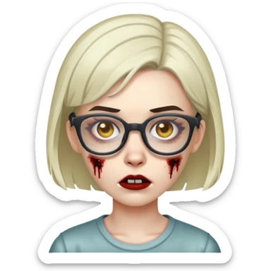 Zombie girl with short brow hair and glases sticker