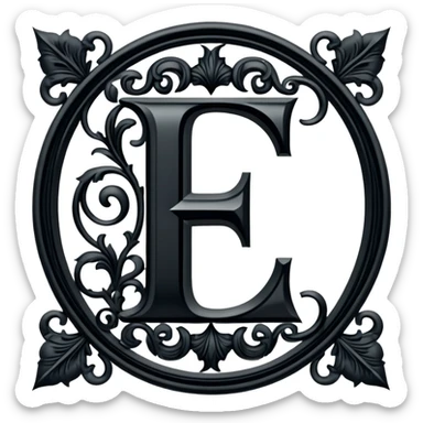 Black gothic Victorian , letter “F” of the alphabet sticker